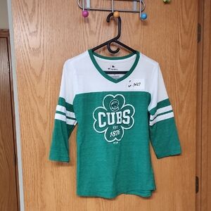 Chicago Cubs Fanatics Green and White Long Sleeve Tee womens M number 3427